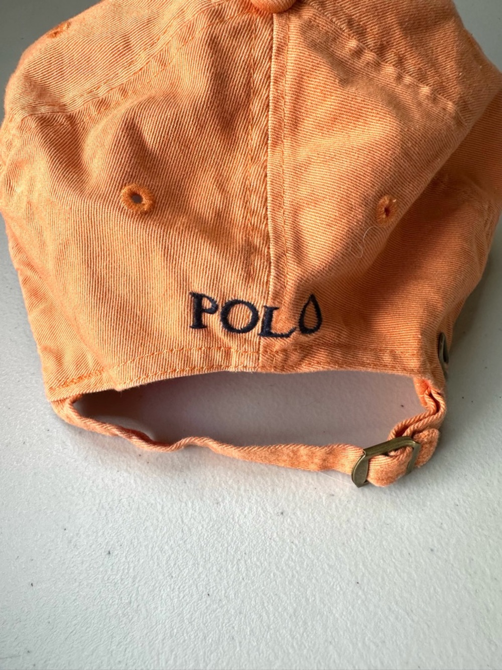 Vtg 90s POLO RALPH LAUREN Hat Orange Blue Pony Logo Strapback Dad Cap Mens OS - Picture 2 of 3